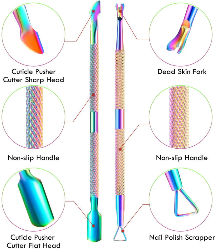 Cuticle Trimmer Cuticle Remover with Cuticle Pusher,  Professional Stainless Steel Durable Pedicure Manicure Tools Cutter Nipper Scissor Clipper for Fingernails and Toenails Dead Skin