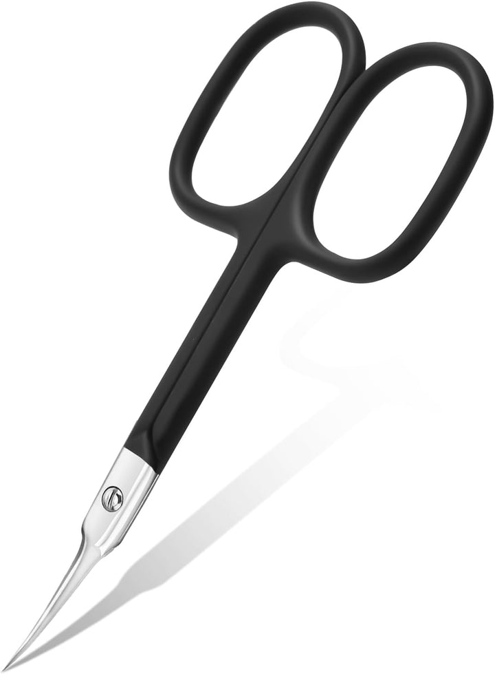 Cuticle Scissors Extra Fine Curved Blade, Super Slim Manicure Scissors for Cuticles Professional Small Scissors with Precise Pointed Tip Grooming Blades, Eyebrow, Eyelash, and Dry Skin - Silvery