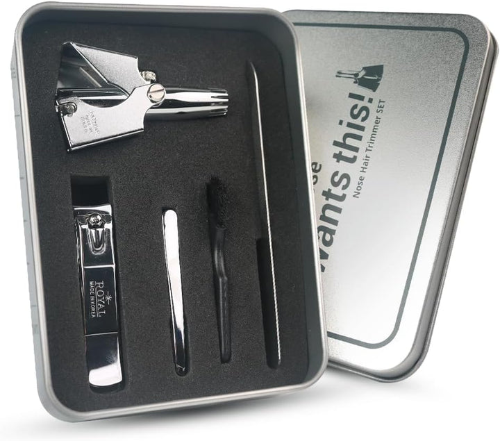 [Made in Korea] Nose Hair Trimmer for Men Birdie, Manual, Battery-Free, Waterproof, Painless with Twelve Dual-Edged Blades, Patented Mechanism ET-4