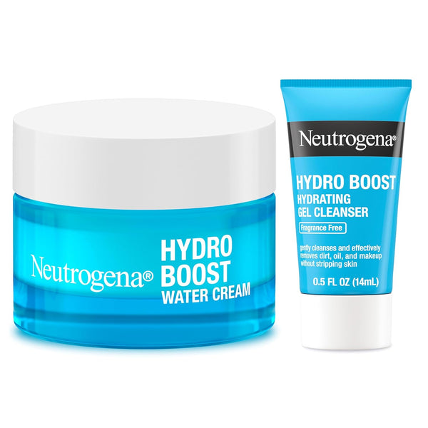 Hydro Boost Skincare Set, Hydro Boost Fragrance Free Gel Cream Face Moisturizer, 1.7 Fl Oz, & Trial Size Hydro Boost Fragrance Free Hydrating Gel Facial Cleanser, 0.5 Fl Oz