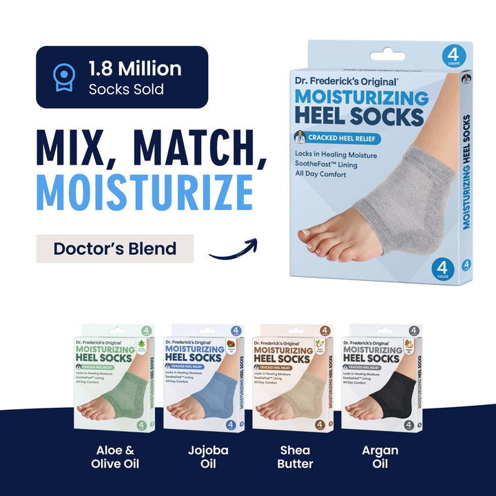 Moisturizing Heel Socks for Dry Cracked Heels Treatment - Infused with Olive Oil, Jojoba Oil and Vitamin E - 2 Pairs - Stocking Stuffers for Adults - Original Formula