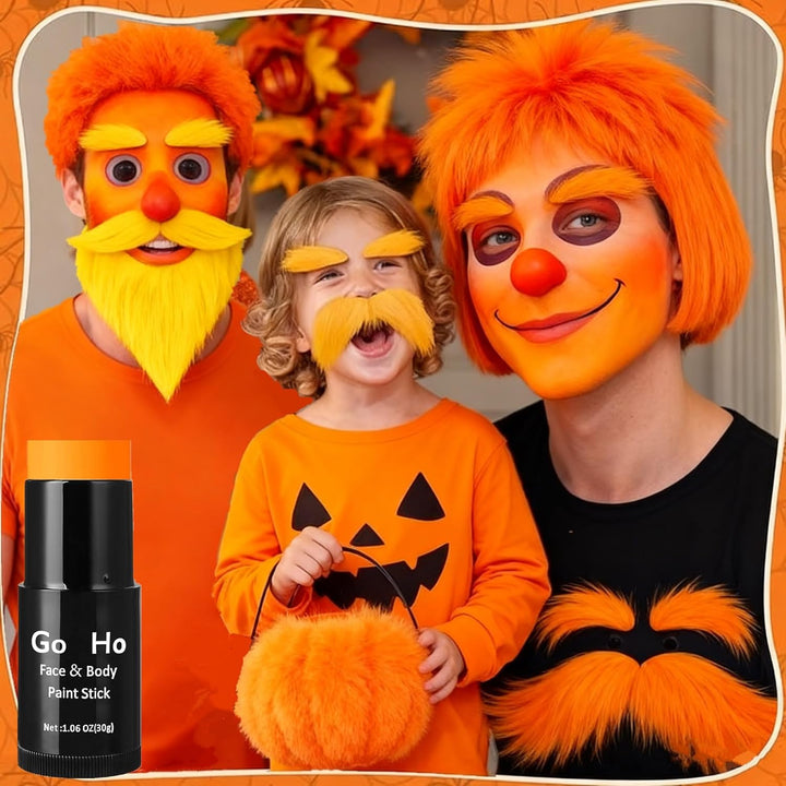 Cream-Blendable Orange Face Paint Stick (1.06 Oz),Full Orange Body Paint for Adults Children Halloween Cosplay SFX Makeup,Waterproof Orange Eye Black Stick