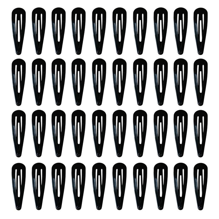 40 Pack Black 2 Inch Barrettes Women Metal Snap Hair Clips Accessories