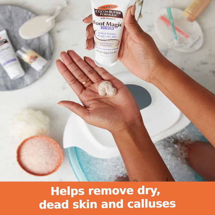 Cocoa Butter Formula Foot Magic Exfoliating Foot Scrub with Vitamin E for Dry, Cracked Feet, Use with Foot Scrubber for Pedicure, 2.1 Ounce