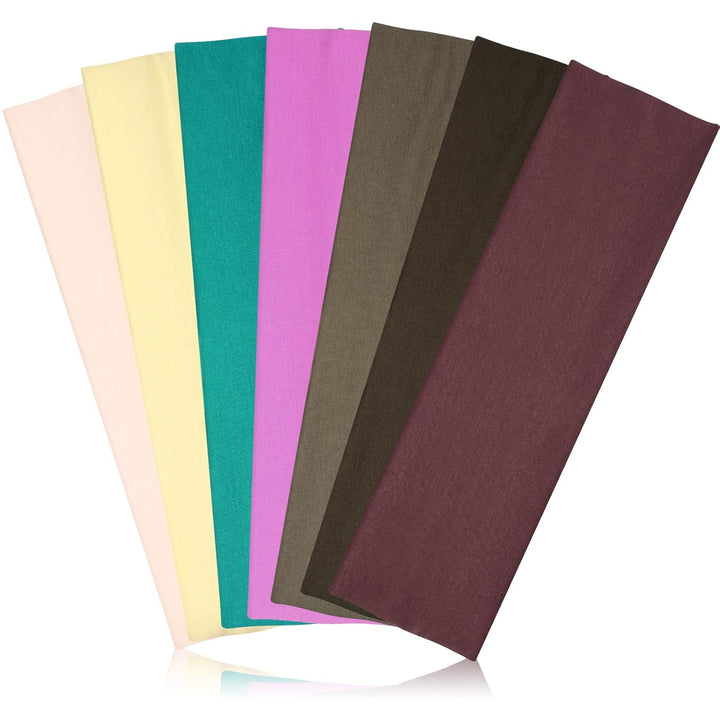 Headbands for Women, Stretchy Non Slip Soft Cotton Cloth Hair Bands for Sports, Workout, Yoga and Running, 7Pcs (Black, White, Medium Gray, Navy, Light Brown, Flesh, Floral Gray)