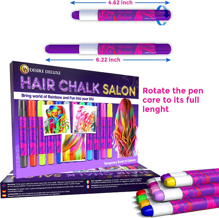 - Girls Gifts Hair Chalk 10 Temporary Non-Toxic Easy Washable Hair Dye Colourful Pens