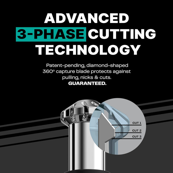 Men Ear, Nose and Eyebrow Trimmer, Patented 360° Bevel Blade for No Pulls, Nicks or Cuts Guaranteed, Nose Hair Trimmer for Men, Non-Slip Grip, 5-Piece Kit with Travel Case