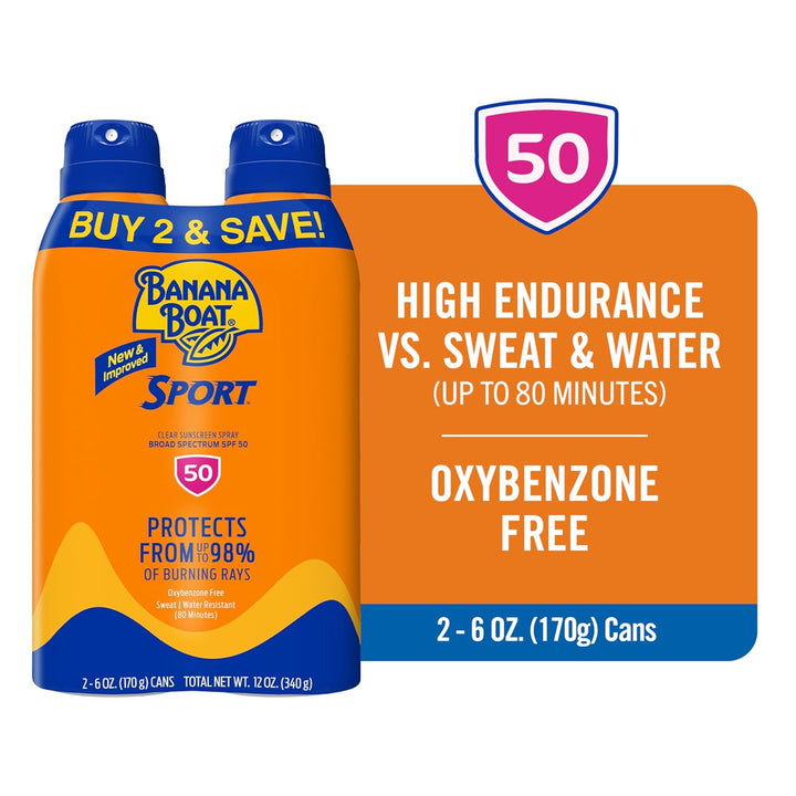 Sport Ultra SPF 50 Sunscreen Spray |  Sunscreen Spray SPF 50, Water Resistant, Oxybenzone-Free, Sunblock, 6Oz Each Twin Pack
