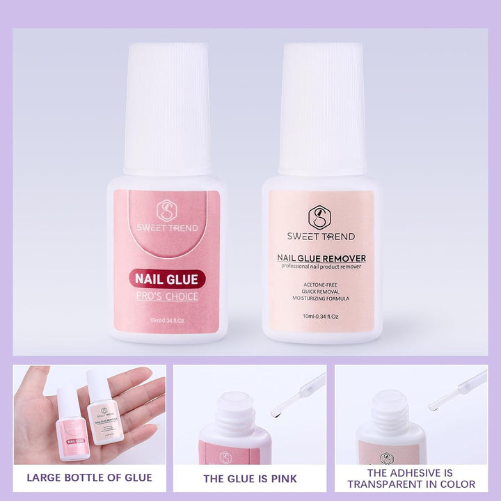 Fake Nail Tips White Clear:  No C Curve Tapered Square Nail Tips for Acrylic Nails - 480Pcs 12 Sizes Extra Long Straight Nail Extension Kit - with Glue Remover & Glue Acrylic Clippers Set