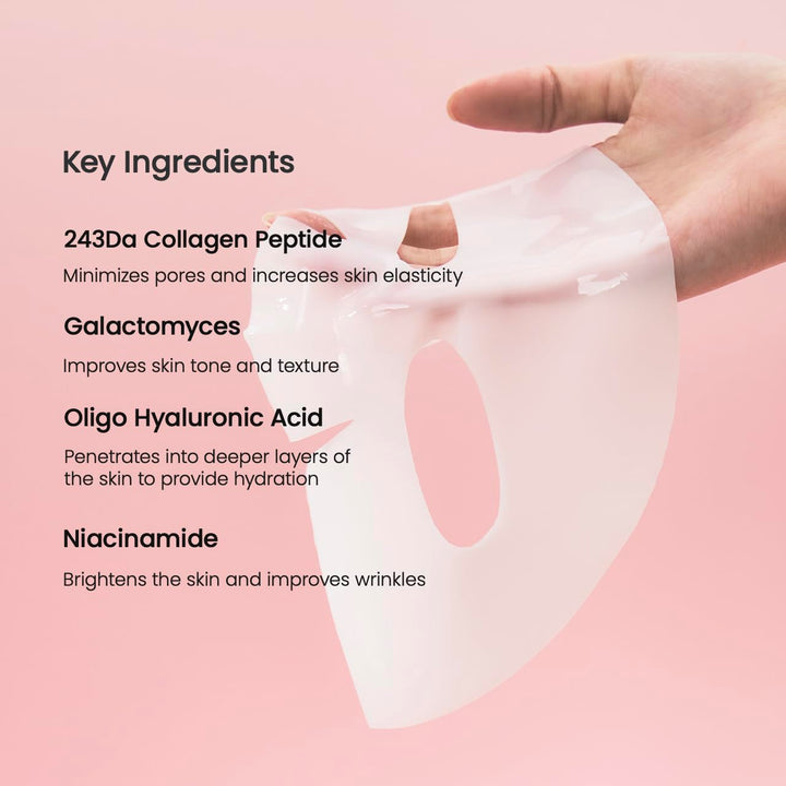 Bio-Collagen Real Deep Mask, Hydrating Overnight Hydrogel Mask, Pore Minimizing, Elasticity, Plumping Improvement, Korean Skincare, Stocking Stuffers for Teen Girls | 1.19Oz(34G) X 4Ea