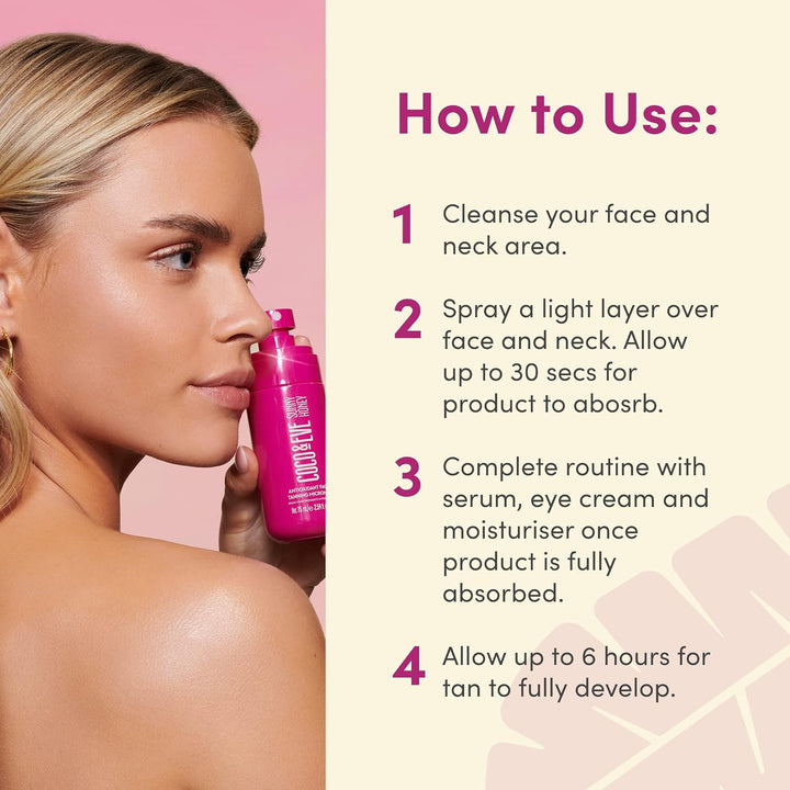 Antioxidant Face Tanning Micromist. Sunless Self Tanning Face Mist with Antioxidants to Boost Hydration. Quick, Flawless, Streak Free Face Tan. (2.54 Fl Oz) / (75Ml)