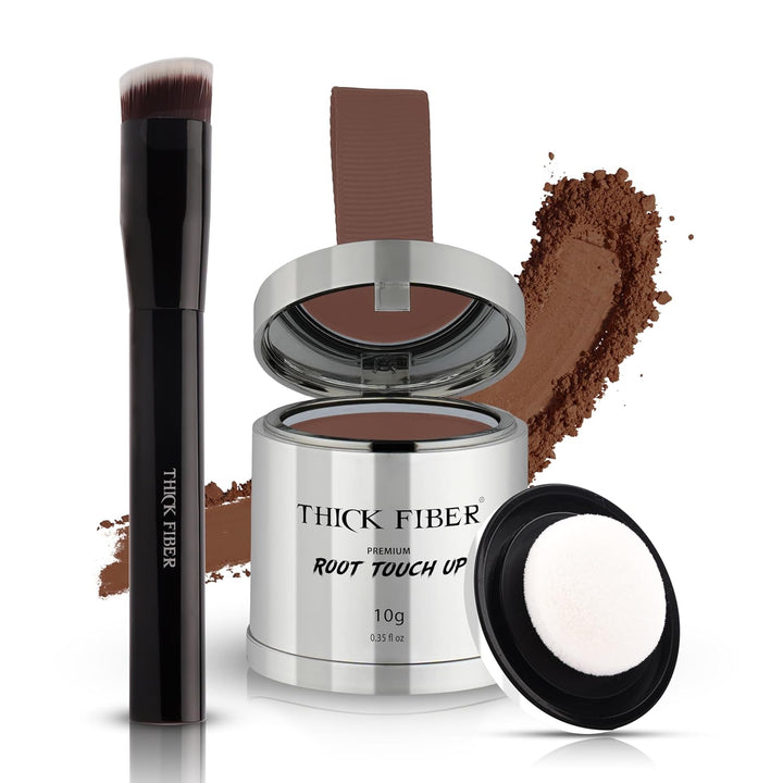 Root Touch up Powder - Water & Sweat Resistant Hair Loss Concealer Set for Thinning Hair Women, Includes Brush (Dark Brown)
