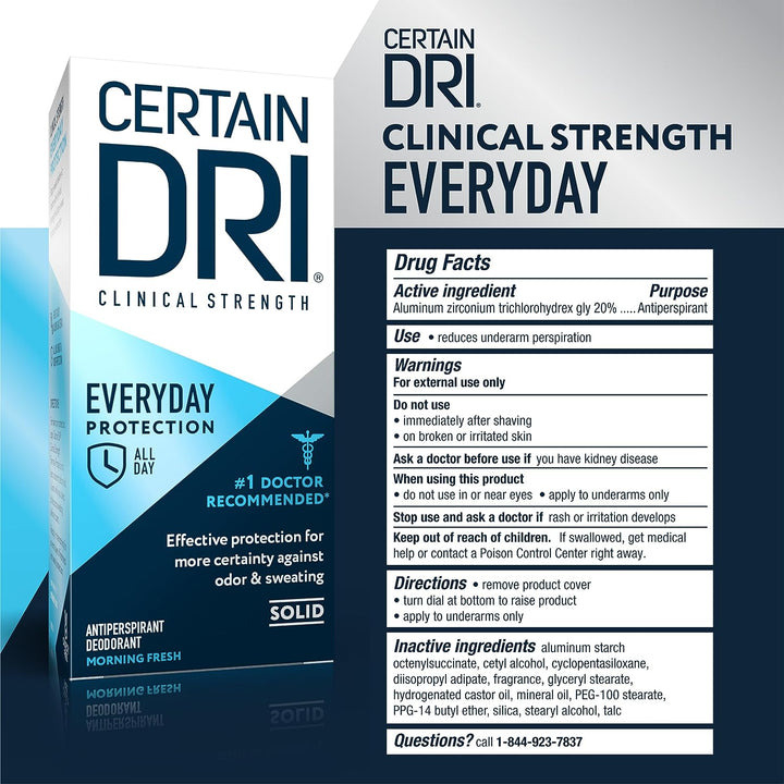 Everyday-Strength Clinical Antiperspirant - 72-Hour Sweat Protection for Hyperhidrosis - Doctor-Recommended - Travel-Friendly - Fresh Scent - 2.6 Oz