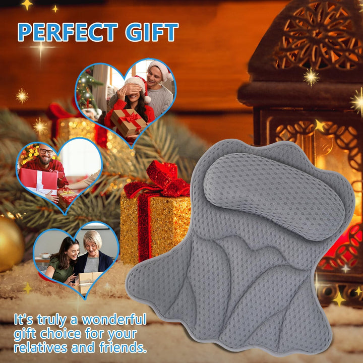 Bath Pillows for Tub,Bath Pillow with 6 Non-Slip Suction Cups,Soft 4D Mesh Fabric,Bathtub Pillows for Tub Neck and Back Support,Extra Thick Luxury Bathtub Pillows,Grey