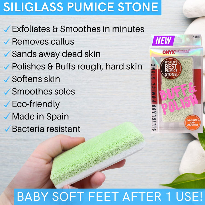 2 in 1 Pumice Stone, 100% Siliglass Callus Remover for Feet, Elbows, Knees, Dead Skin, Heels, Hands, Foot File Scrubber Exfoliator Removes Hard, Rough, Dry Skin