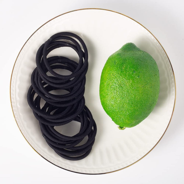 100Pcs Womens Elastics Hair Tie, 4MM Black Ponytail Holders Hair Bands, 2 Inch in Diameter Elastic Band for Medium to Thick Hair (4Mm Black)