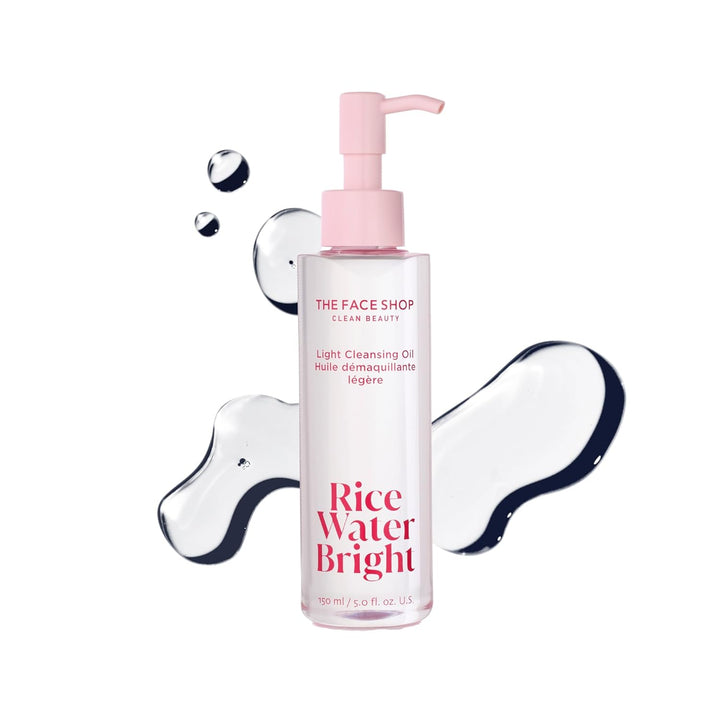 Rice Water Bright Light Facial Cleansing Oil, Daily Makeup Remover, Oil Cleanser, Vegan, Korean Skin Care with Jojoba Oil, Face Pore Cleanser, 150Ml