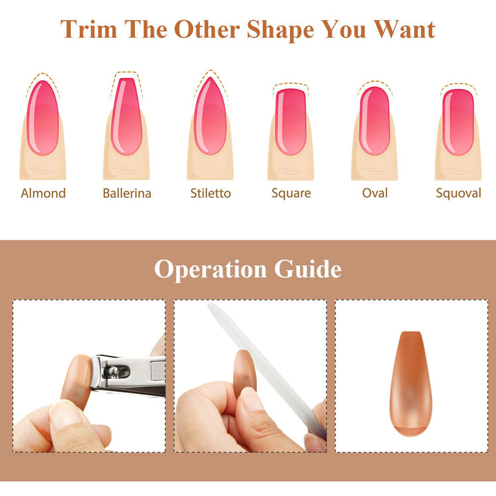 400 Pieces Replacement Refill Nail Tips False Fake for Flexible Nail Training Hand Practice Display Manicure Supply DIY (Brown)