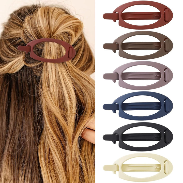 French Concord Hair Clips - 6Pcs Side Slide Volume Clips for Women Girls, Strong Hold No Slip Grip, Thick or Thin Hair (Matte Finish, L:4.6 IN, W:1.97IN)