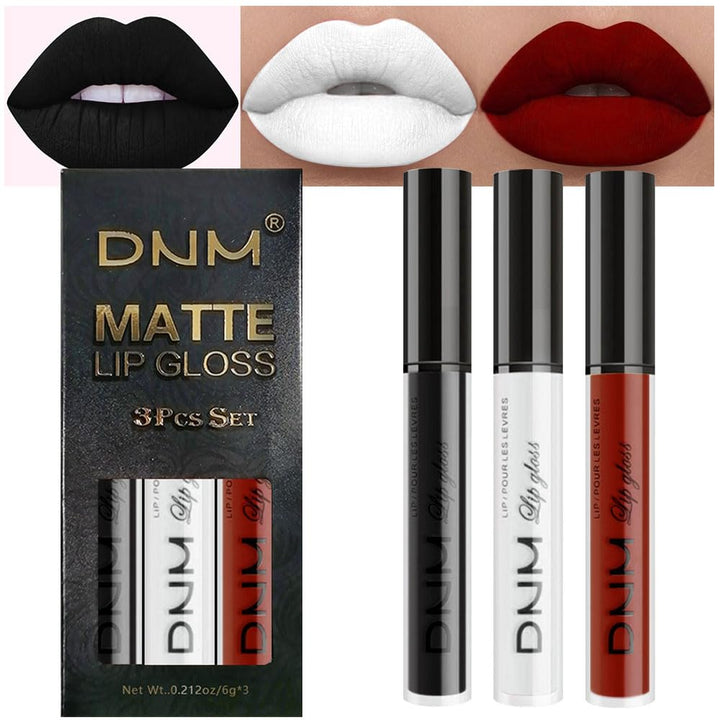 3Pcs Dark Red Purple Plum Matte Liquid Lipstick Sets for Women Matte Lip Stain Long Lasting Waterproof, Burgundy Blood Blue Red Lipstick, Black Cherry Maroon Gothic 24 Hours Magic Lipsticks