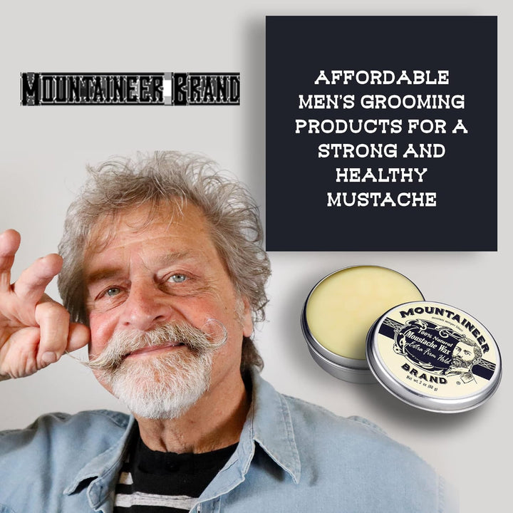 Unscented Natural Mustache Wax | Strong and Extra Firm Hold | Made in West Virginia | Smooths, Conditons, Styles | Organic Moustache Balm | 2Oz