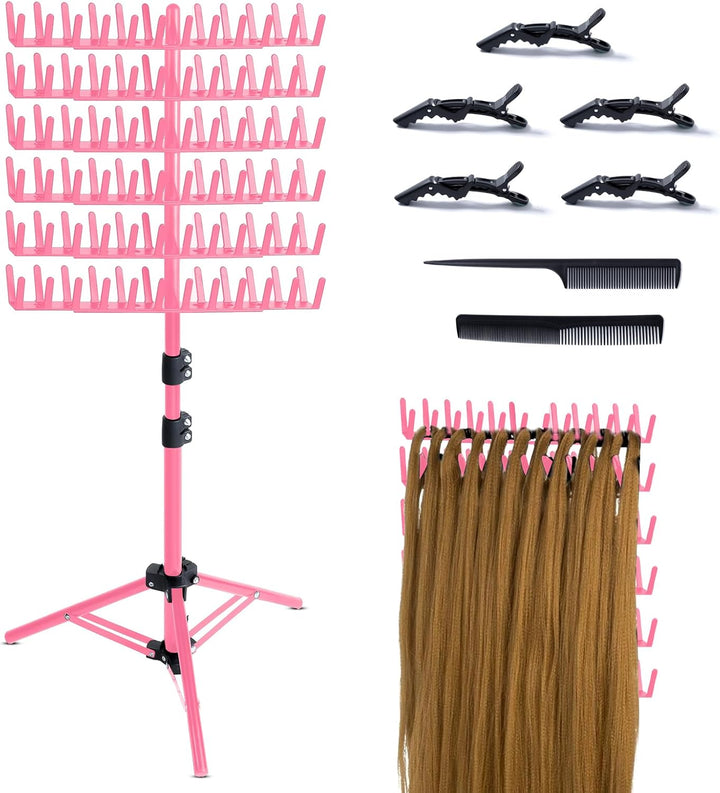 Braiding Hair Rack Standing Extension Holder Hanger, 144 Pegs Divider for Separator Stand Display (Black)