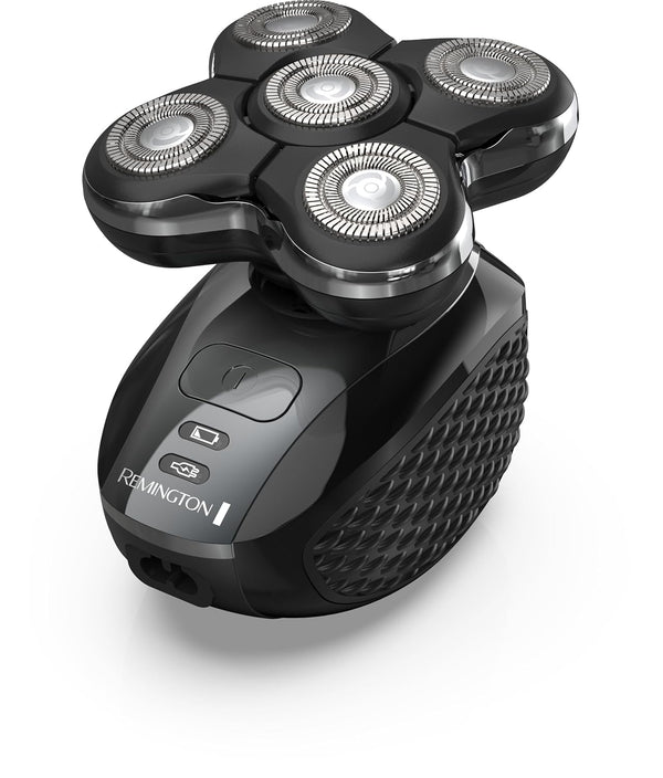 XR7000 Balder Pro Rotary Shaver Rechargeable Waterproof Electric Razor for Men Cordless Lithium Power 5 Dual Track Flexing Heads and Pop-Up Trimmer Black