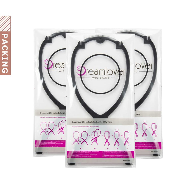 Wig Stand, Wig Head Stand, Wig Holder for Multiple Wigs, Black, 3 Pack