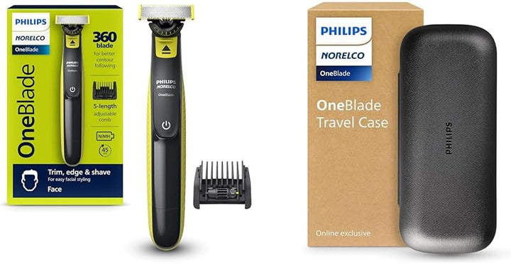 Philips Oneblade 360 with Connectivity Hybrid Face, Electric Beard Trimmer and Shaver, with 360 Blade Technology, 1X360 Blade for Face, 5In1 Adjustable Comb, Model QP4530/90