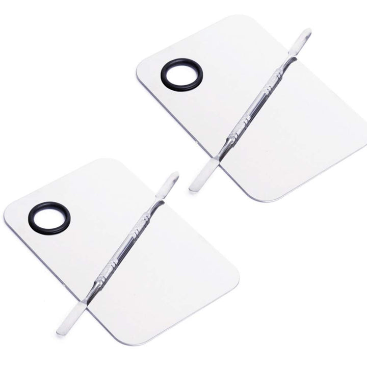 Stainless Steel Cosmetic Makeup Palette, Professional Cosmetic Mixing Makeup Palette Spatula Makeup Artist Tool, Beauty Salon Color Cream Mixing Palette with a Spatula Makeup Nail Art Palette
