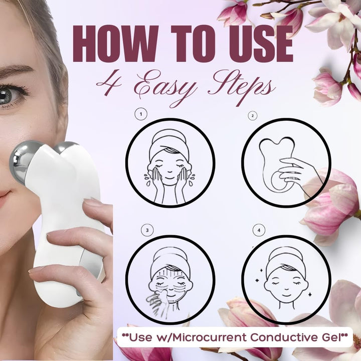 Microcurrent Facial Sculpting Device, Dual Sphere Face & Neck Tightening Tool, Portable Skin Firming & Contouring Device, Available in Pink, White, Black (Pink)