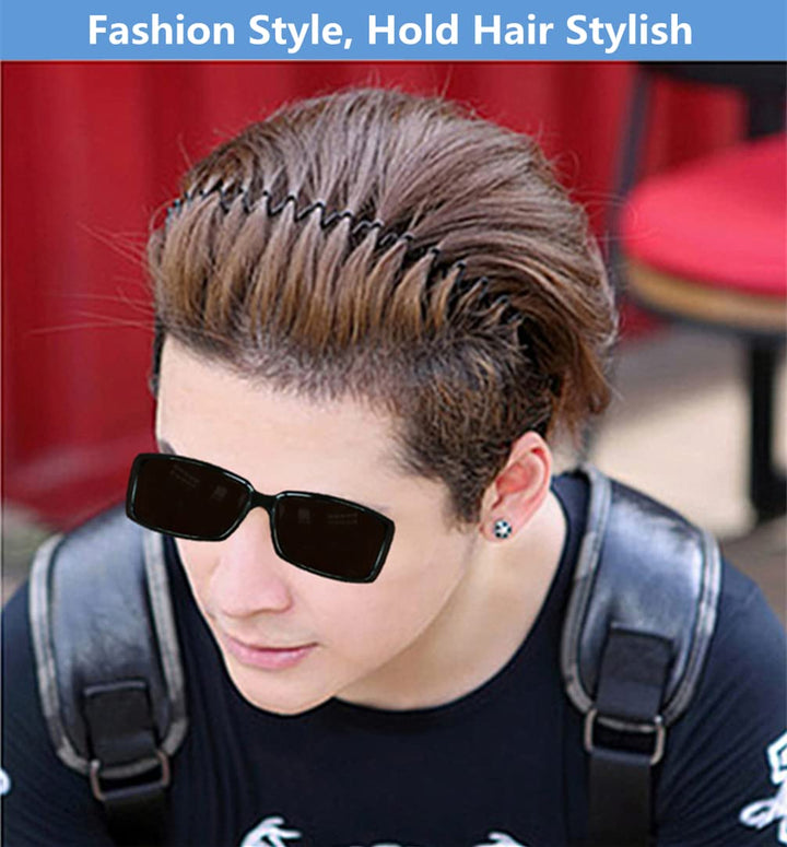 Metal Hair Band for Men Headband Women Bands Unisex Black Wavy Spring Outdoor Sports Headbands Men'S Hoop Clips Accessories Simple Elastic Non Slip Head Headwear