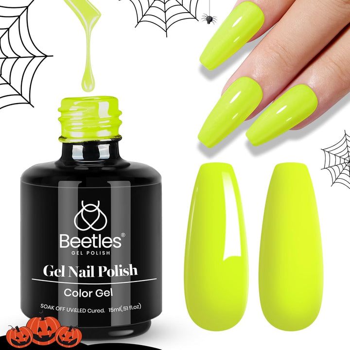 Beetles Black Gel Polish, 1 Pcs 15Ml Audrey Black Nail Polish Color Gel Nail Polish Halloween Nails Soak off Art Manicure Salon DIY Uv Lamp Nail Design Decoration at Home