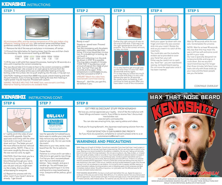 Nose Wax Kit | 100 G Wax, 24 Applicators | Hair Removal Kit for Men and Women | Includes Balm Wipes and Mustache Guards | Lasts up to 5 Weeks