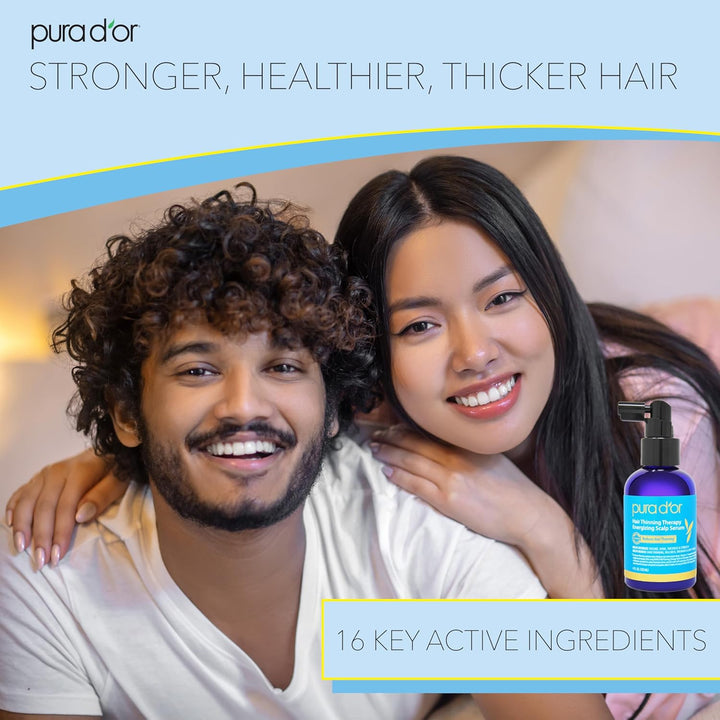 Hair Thinning Therapy Energizing Scalp Serum 4Oz W/Copper Tripeptide, Biotin, Caffeine, Plant Stem Cell, Catalase & DHT Balance, Rosemary Green Tea Leaf Extract, All Hair Types, Men Women