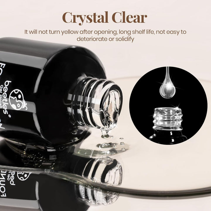 No Wipe Gel Top Coat - Clear Color Top Coat Gel Nail Polish Shine Finish and Long Lasting, Soak off Nail Lamp, 15Ml Christmas Nails Gifts for Girls