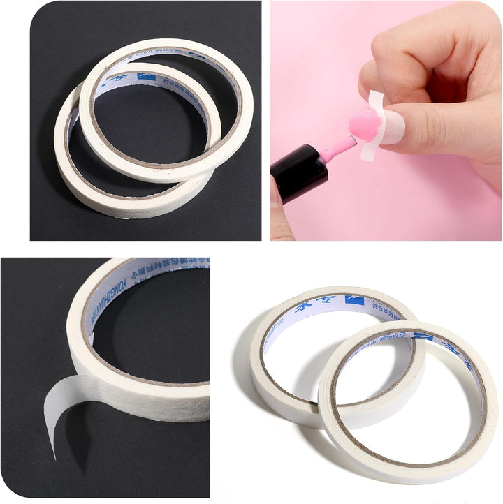 White Nail Tape, 4 Rolls Nail Tape for Art Striping Tapes White Tips Guide Tapes French Nails Self Adhesive Nailes Sticker Nails French Patch Taped for Polish DIY Design Tool(Width 5Mm/12Mm)