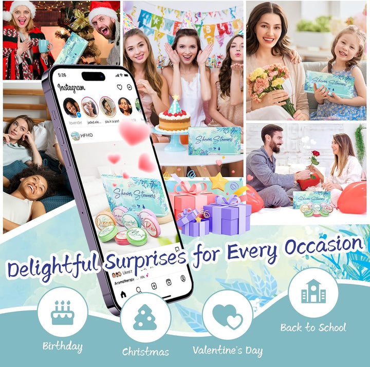 Shower Steamers Aromatherapy 8 Pack - Gifts for Women, Shower Bombs with Essential Oils, Self Care and Stress Relief Stocking Stuffers, Relaxation Birthday Gifts for Women and Men