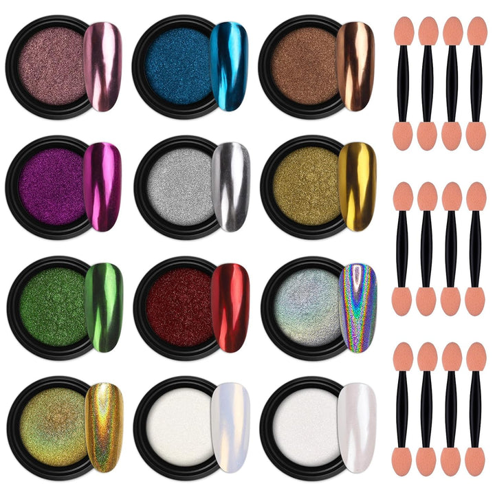 8 Jars Chrome Nail Powder Magic White Pearl Kit Mirror Effect Silver Metallic Holographic Dip Nail Powder Decoration Iridescent Aurora Mermaid Pigment