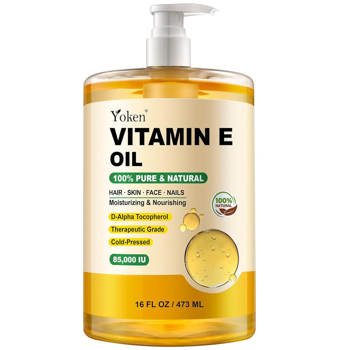 Vitamin E Oil 8 Fl Oz Organic Vitamin E Oil for Skin Vitamine Oils for Scars Hair,Face,Nail,Scalp Perfect Bath and Body Oil Cold Pressed Hexane Free Non-Gmo Gluten Free Formula
