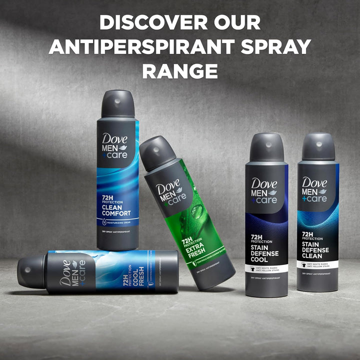Dove Men+Care Antiperspirant Dry Spray Deodorant for Men Clean Comfort 72 Hour Sweat and Body Odor Protection - 3.8 Oz 3 Count