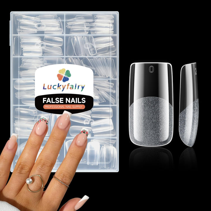 Short Almond Nail Tips, 240Pcs Soft Nail Gel Tips Pre-Shaped Acrylic Fake Nails, Half Matte Full Cover Clear Gelly Press on Flase Nail Tips for Extension Nail Manicure Home DIY 12 Sizes Gelly Tips