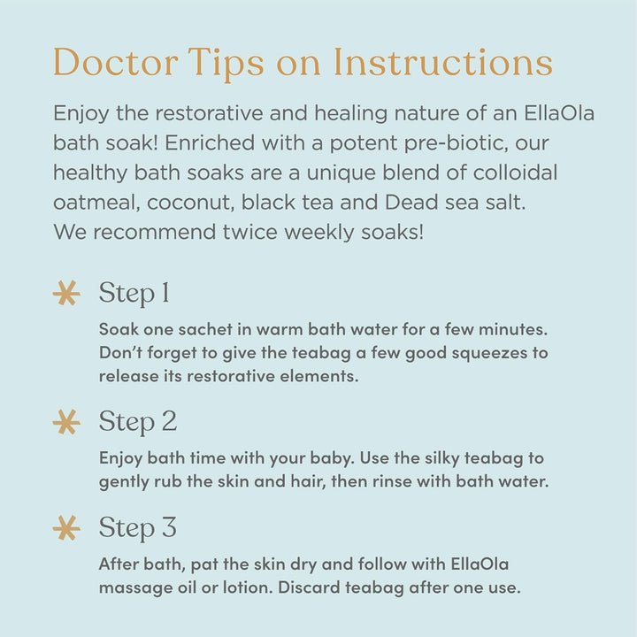 Oatmeal Bath Soak for Babies Kids & Adults - Baby Bath Tea Soaks Made with Prebiotics to Relieve Dry, Itchy, Eczema Prone Skin While Gently Cleansing, Fragrance Free I 1 Bath Tea Soak