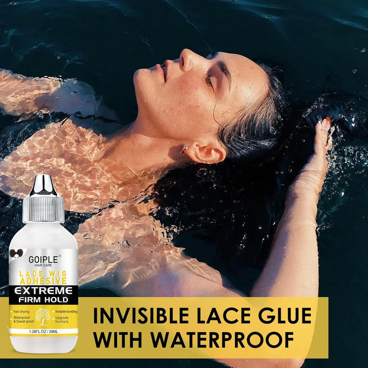 Wig Glue for Lace Front Wigs, Waterproof Lace Front Wig Glue for Wigs, Strong Hold Transparent Lace Adhesive for Hair Replacement Invisible Hair Bonding Wig Adhesive(1.28 Fl Oz)