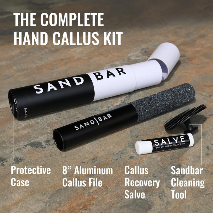 Callus Remover File for Hands - Durable Aluminum Tool for Callus Care and Dead Skin Removal - Includes Nourishing Salve - Ideal for Athletes, Climbers, and Gym Enthusiasts