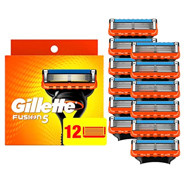 Fusion5 Razor Refills for Men, 12Ct Cartridges, Lubrication Strip, Precision Trimmer for Men, 5-Bladed Refill Blades for Close Shave