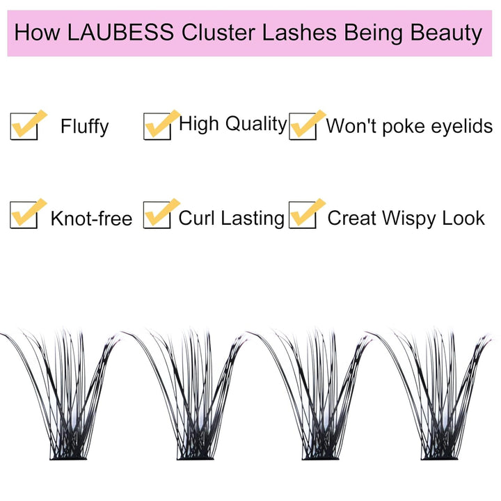 Cluster Lashes 240Pcs 40D DIY Eyelash Extension D Curl Long Individual Lashes Mixed Tray Faux Mink Lash Clusters Extensions 0.07 0.10 Black (40D-0.07D-9-16Mm)
