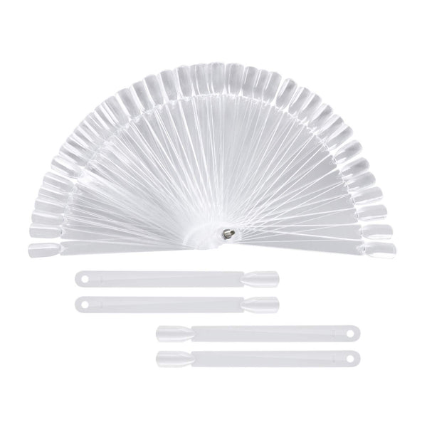 200 Pieces Clear Square Nail Tips Color Display Swatches with Metal Screw Holder Fan Shaped Plastic Sample Stick
