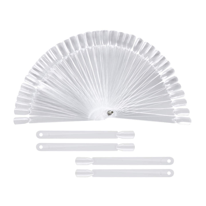 200 Pieces Clear Square Nail Tips Color Display Swatches with Metal Screw Holder Fan Shaped Plastic Sample Stick