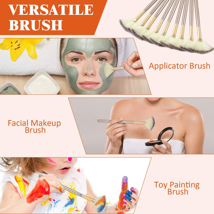 9 Pieces Facial Fan Mask Brushes, Soft Facial Applicator Brushes Tools for Peel Glycolic Makeup for Mud Cream(Champagne)